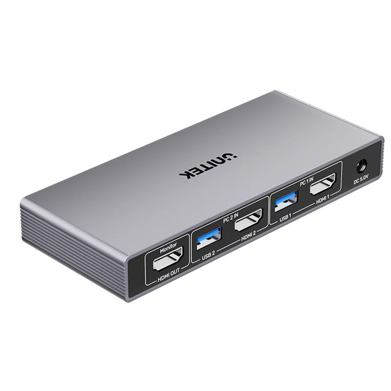 Unitek V1309A - 5Gbps HDMI KVM Switch. Switches Between 2 Devices 1 HDMI 4K@60Hz Display & 4 USB
