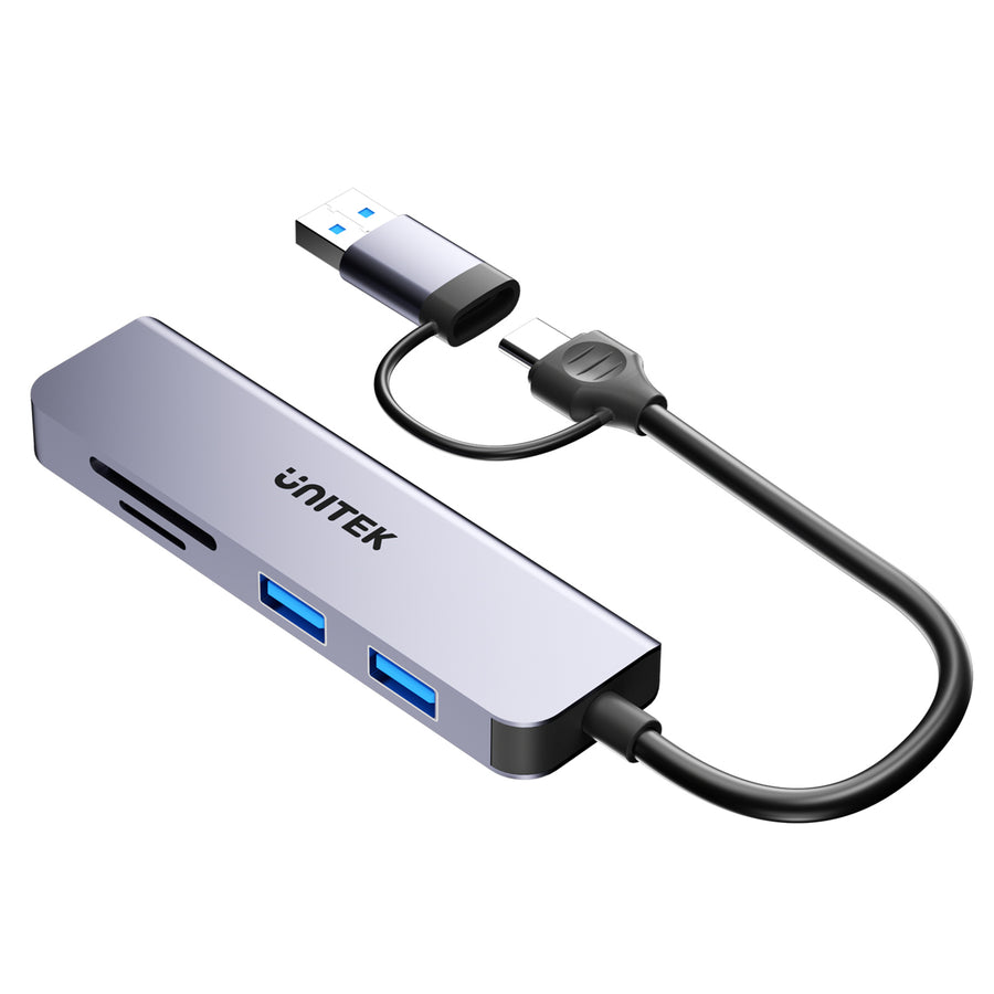 Unitek H1320A - 5-in-1 5Gbps USB Multi-Port Hub w/ USB-C/A Connector. 3x USB-A Ports & SD Card.