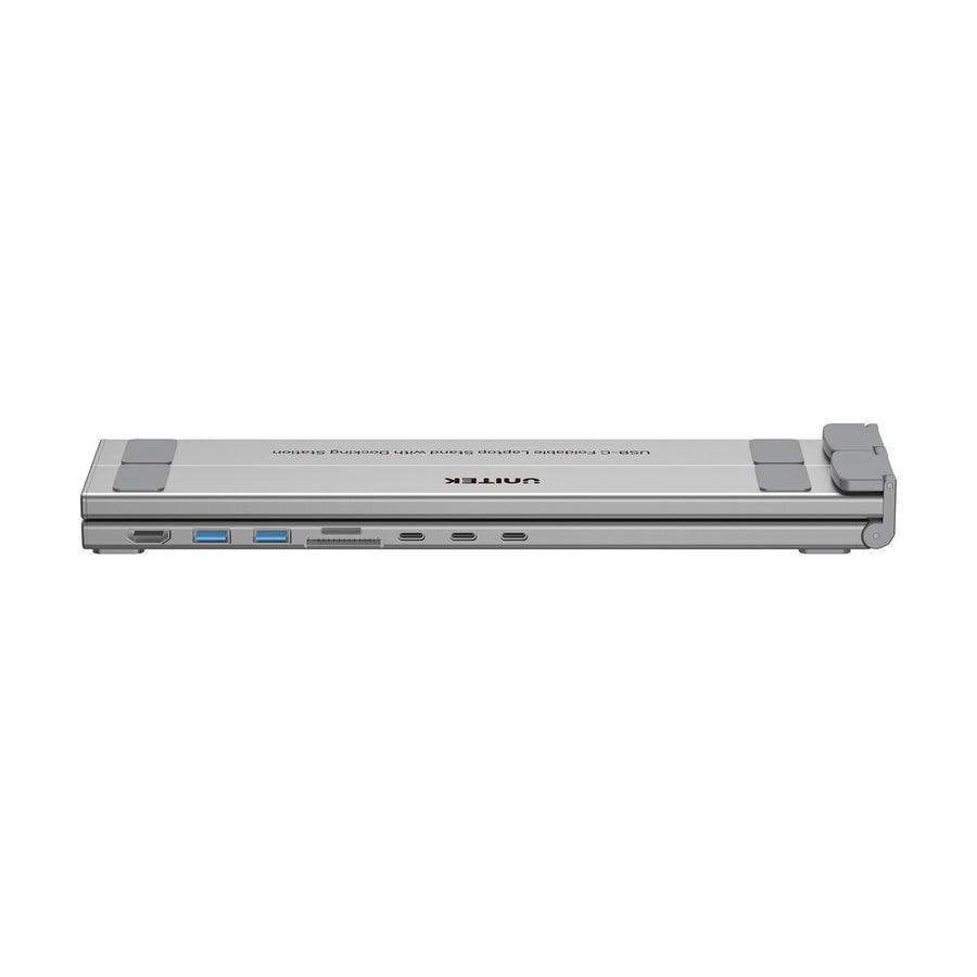 Unitek D1137A  7-in-1 Multi-Port Foldable Laptop Stand with Docking Station with USB-CConnector.Includes 2x USB-A 5Gbps, 1x USB-C 5Gbps Ports, 2x HDMI, SD/Micro SD Slot, PD 100W (USB-C, 20V/5A), Win/Mac/IOS/Androi