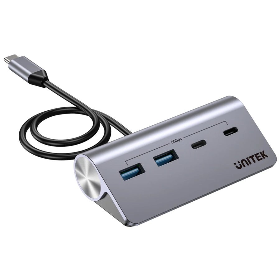 Unitek H1337A - 4-in-1 Multi-Port Hub w/ USB-C Connector. 2x USB-C 2x USB-A Ports. Supports 5Gbps