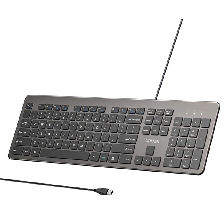 T052A - UNITEK 2.4G Wired Keyboard Space Grey
