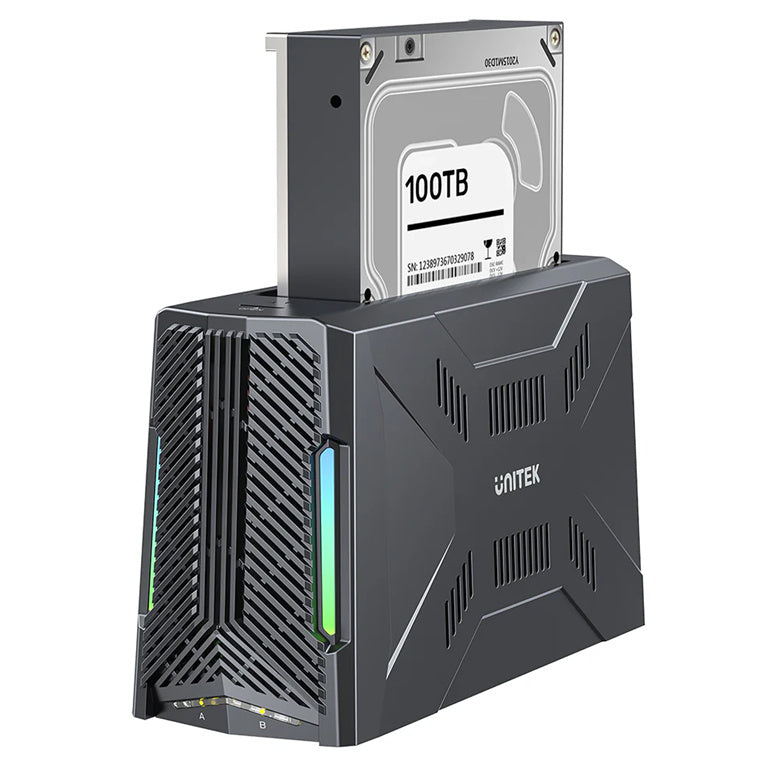 Unitek S1234B - USB-C Enclosure Docking Station. Supports Read/writing of 2.5”/3.5” SATA Drives.