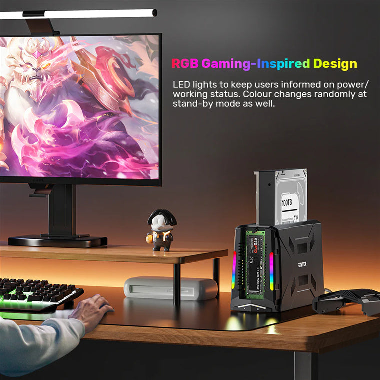 Unitek S1234B - USB-C Enclosure Docking Station. Supports Read/writing of 2.5”/3.5” SATA Drives.