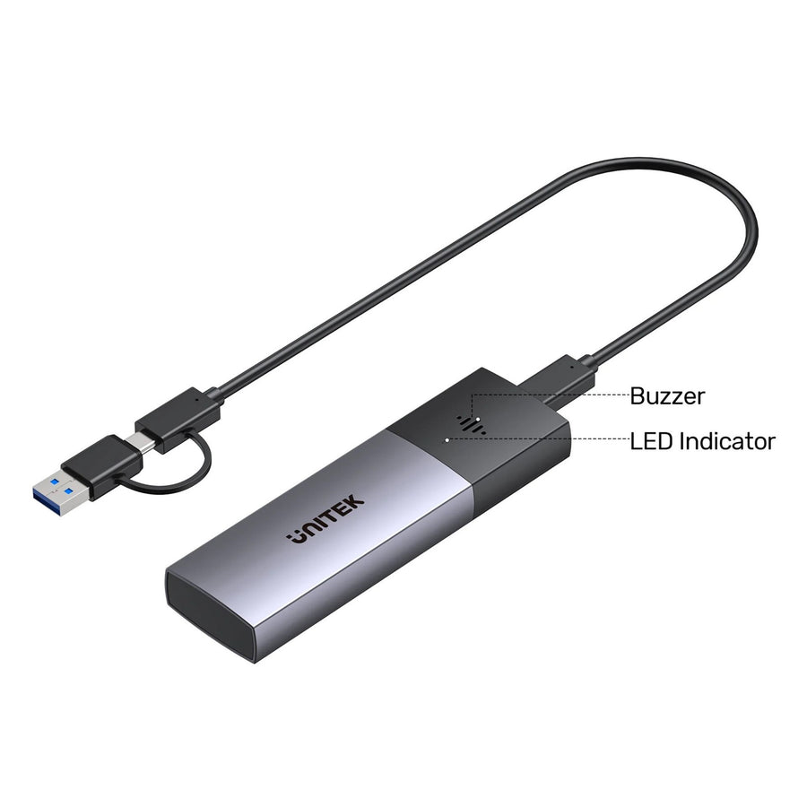 Unitek S1251A - SolidForce Smart Anti-Loss M.2 SSD Enclosure. USB SuperSpeed 10Gbps. Built-in Find My Netw