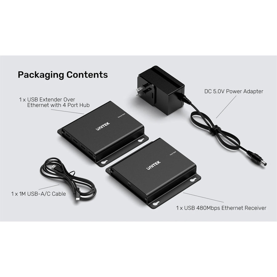 Unitek U1222A - 150M USB Extender Over Ethernet with 4-Port Hub