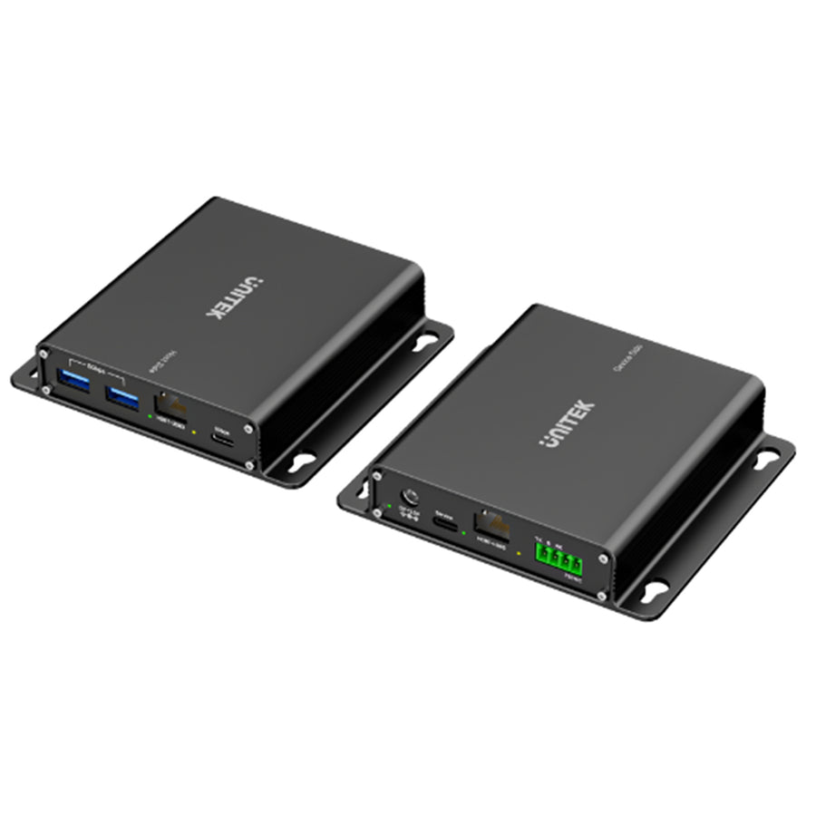 U1337B - UNITEK 100M USB 5Gbps Extender transmits USB signals over 100m via CAT6a cable. Perfect for industrial cameras, medical devices, and video calls. Features 7-port hub, low latency, and supports FSYNC, UART, RS232 protocols.