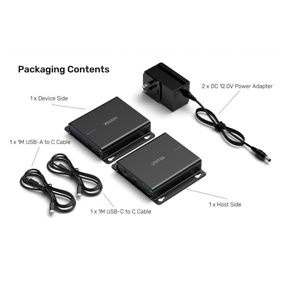 U1337B - UNITEK 100M USB 5Gbps Extender transmits USB signals over 100m via CAT6a cable. Perfect for industrial cameras, medical devices, and video calls. Features 7-port hub, low latency, and supports FSYNC, UART, RS232 protocols.
