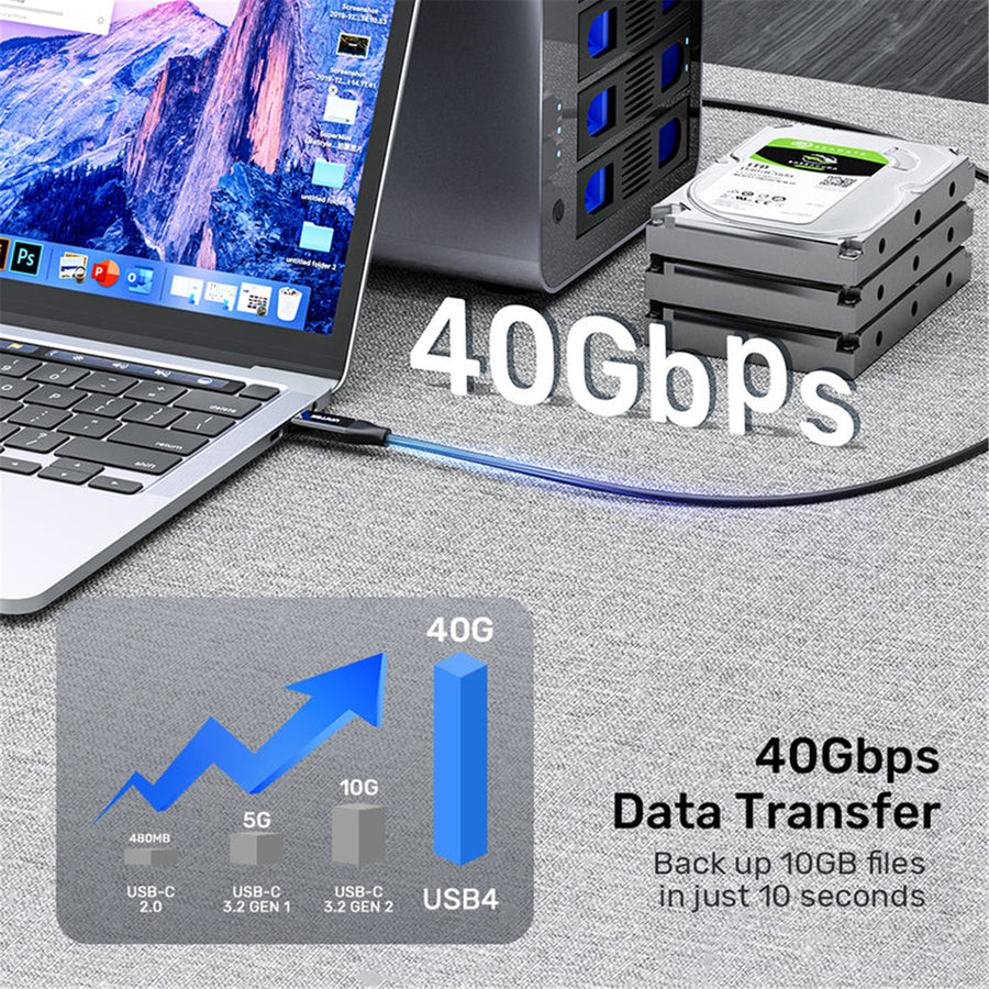 Unitek C14100A - 2m USB4 USB-C to USB-C Cable Supports up to 40Gbps Transfer Up to 240W (48V/5A) & 8K@60Hz