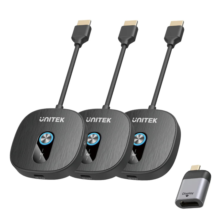 Unitek V1711A - Wireless 1080p HDMI Transmitter with 2x Receivers Supports Dual Screen Mirroring