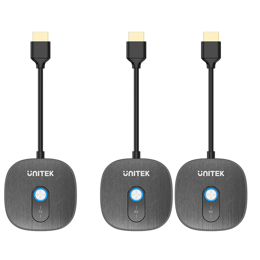 Unitek V1711A - Wireless 1080p HDMI Transmitter with 2x Receivers Supports Dual Screen Mirroring