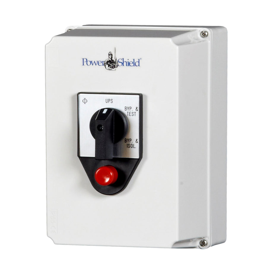 PSMBSW10K - POWERSHIELD Wall Mount Maintenance Bypass Switch 6kVA/10kVA. Hardwired Single Phase In, Single Phase Out. Rated to 63Amps