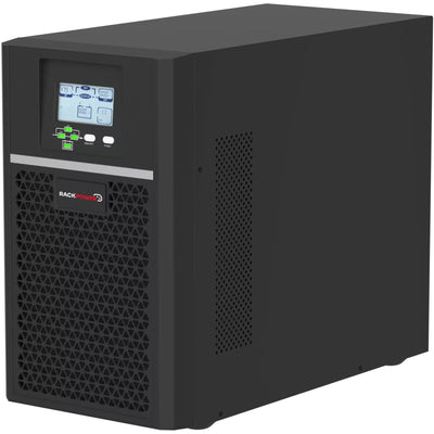 RackPower USS002B - 2 kVA/kW Tower Online UPS, Single Phase 230V/50Hz. Includes 6x 9Ah/12V Batteries.