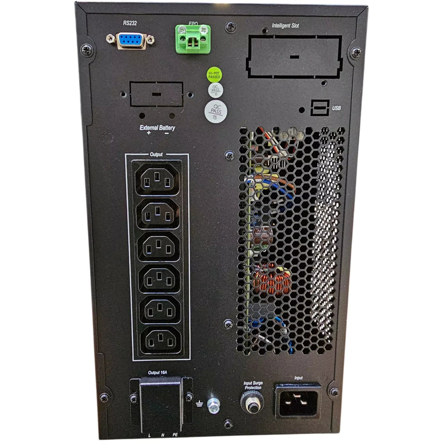 RackPower USS002B - 2 kVA/kW Tower Online UPS, Single Phase 230V/50Hz. Includes 6x 9Ah/12V Batteries.