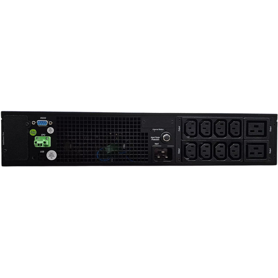 RackPower USS002BR - 2 kVA/kW Rack-Mounted Online UPS, 2RU, Single Phase 230V/50Hz. Includes 6x 9Ah/12V Batteries.
