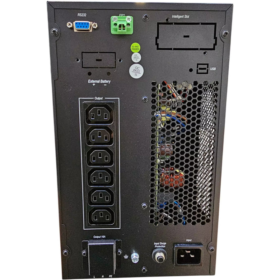 RackPower USS003B - 3 kVA/kW Tower Online UPS, Single Phase 230V/50Hz. 8x 9Ah/12V Batteries included