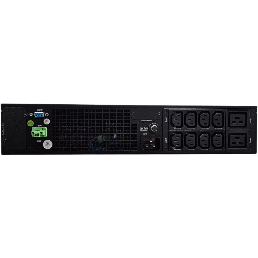 RackPower USS003BR - 3 kVA/kW Rack-Mounted Online UPS, 2RU, Single Phase 230V/50Hz. Includes 6x 9Ah/12V Batteries.