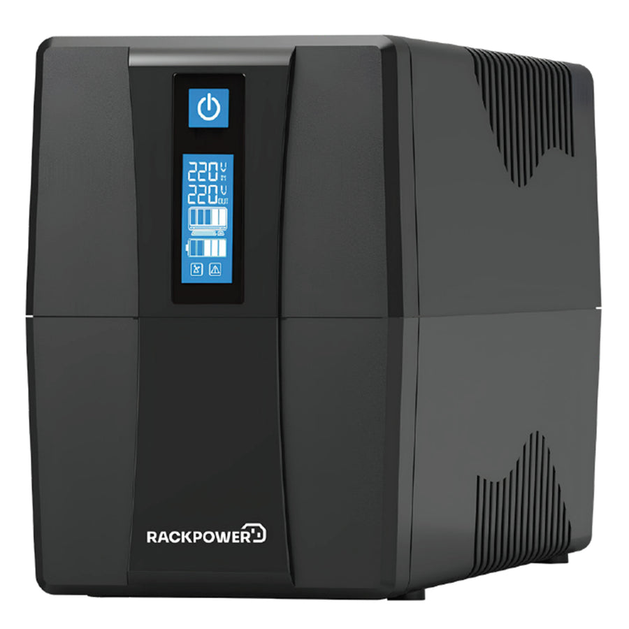 RackPower UPSL0600 - 600VA Tower Line Interactive UPS, Single Phase 230V/50Hz. NZ 3 Pin outlets. 12V 9Ah Battery