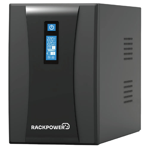 RackPower UPSL1200 - 1200VA Tower Line Interactive UPS, Single Phase 230V/50Hz. NZ 3 Pin outlets. 12V 9Ah Battery