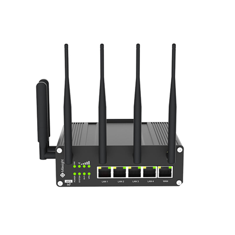 Milesight Networks UR75-500GL-G-P-W - Milesight UR75 4G/5G Cellular 5 port Gigabit PoE Router with RS232/RS485 and Digital input/Digital output IoT M2M Connectivity