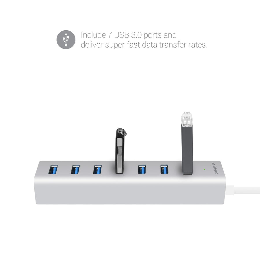 MB-HUB768 - mbeat 7-Port USB 3.0 Aluminium Slim Hub with Power for PC and MAC