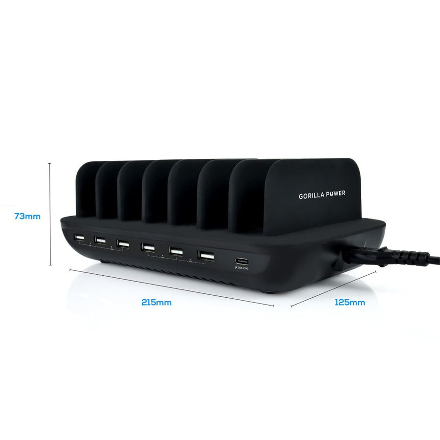 mbeat MB-CHGR-7U Gorilla Power 7 Port 60W USB & USB C Charging Station with Phone & Tablet Holders