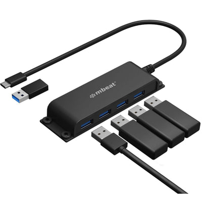 mbeat   Mountable 4 Port USB-C Hub with USB-C to USB-A Adapter