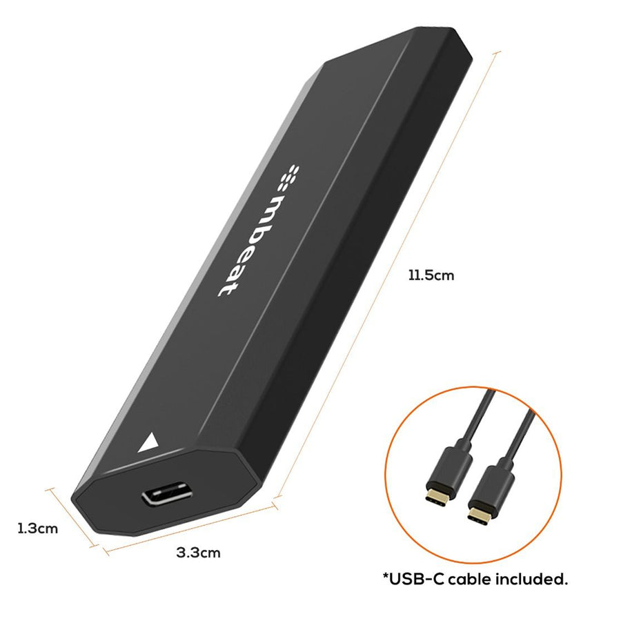 MB-XCS-CM2 - mbeat Elite USB-C to M.2 SSD Enclosure (M-Key, B+M Key) - Matte Black