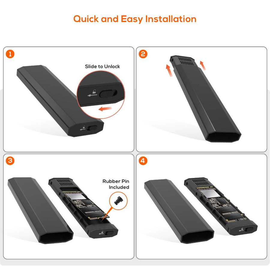 MB-XCS-CM2 - mbeat Elite USB-C to M.2 SSD Enclosure (M-Key, B+M Key) - Matte Black