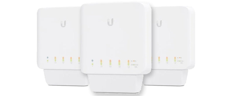 Ubiquiti USW-Flex-3 - UniFi Indoor/Outdoor 5 Port Gigabit Switch with PoE Support 3 Pack