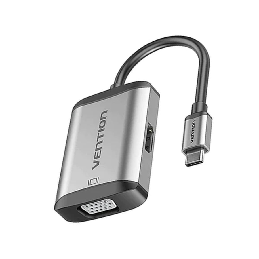 Vention Type-C to HDMI/VGA/USB3.0/PD Converter 0.15M Gray Metal Type