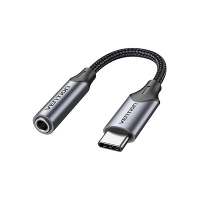 Vention USB-C Male to 3.5MM Earphone Jack With DAC Adapter 0.1M Gray Aluminum Alloy Type