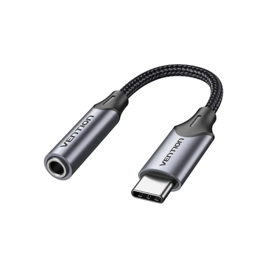 Vention USB-C Male to 3.5MM Earphone Jack With DAC Adapter 0.1M Gray Aluminum Alloy Type