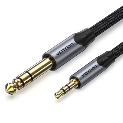 Vention BAUHH 3.5mm TRS to 6.35mm Male Audio Cable - 2m - Gray Cotton braided - Aluminum alloy