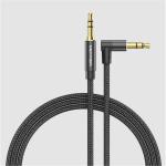 VEN-BAZBH - Vention Cotton Braided 3.5mm Male to Male Right Angle Audio Cable 2M Black Aluminum Alloy Type