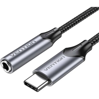 Vention USB-C Male to 3.5MM Earphone Jack With DAC Adapter 1M Gray Aluminum Alloy Type
