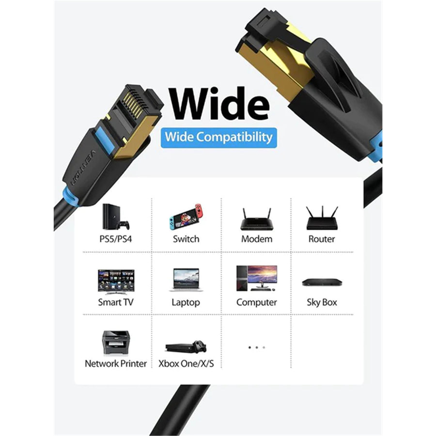 Vention  IKABQ Cat8 SFTP Patch Cable - 20m - Black
