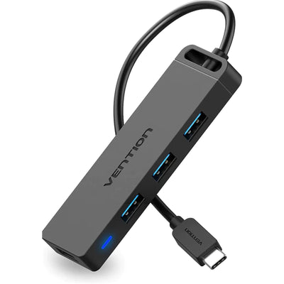 Vention Type-C to 4-Port USB 3.0 Hub with Power Delivery Black 0.15M ABS Type