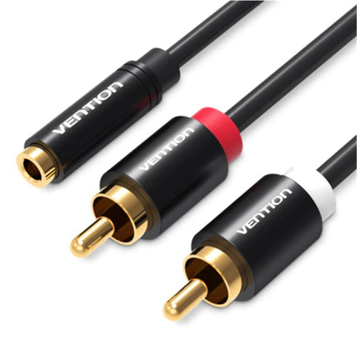 Vention  VAB-R01-B200  3.5mm Female to Dual RCA Male Audio Cable - 2m - Black
