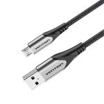 VEN-COAHH - Vention Cotton Braided USB 2.0 A Male to Micro-B Male 3A Cable 2M Gray Aluminum Alloy Type
