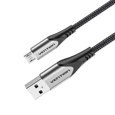 Vention Cotton Braided USB 2.0 A Male to Micro-B Male 3A Cable 2M Gray Aluminum Alloy Type