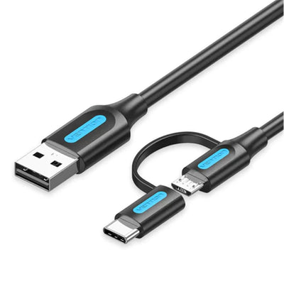 Vention  CQDBH 3A USB-A to Micro-B / USB-C Cable - 2m - Black