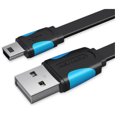 Vention Flat USB2.0 A Male to Mini 5 Pin Male Cable 1M Black