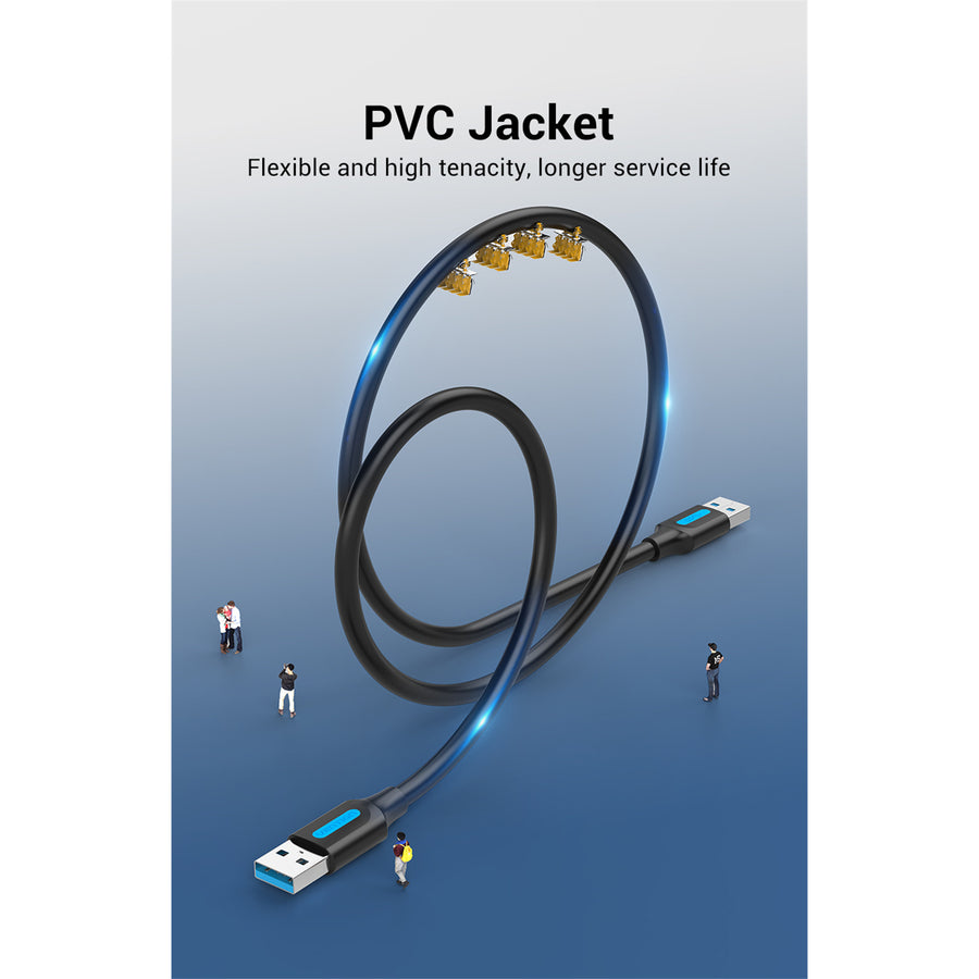 Vention USB 3.0 A Male to A Male Cable 2M Black PVC Type
