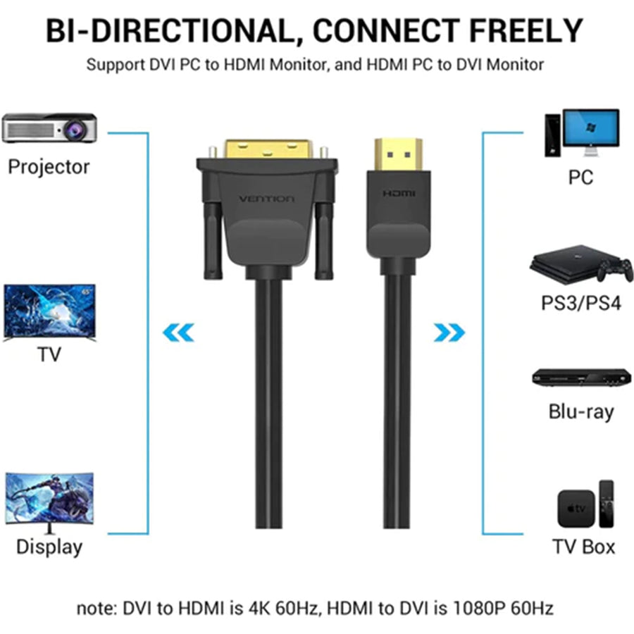 Vention ABFBH HDMI to DVI Cable - 2m - Black