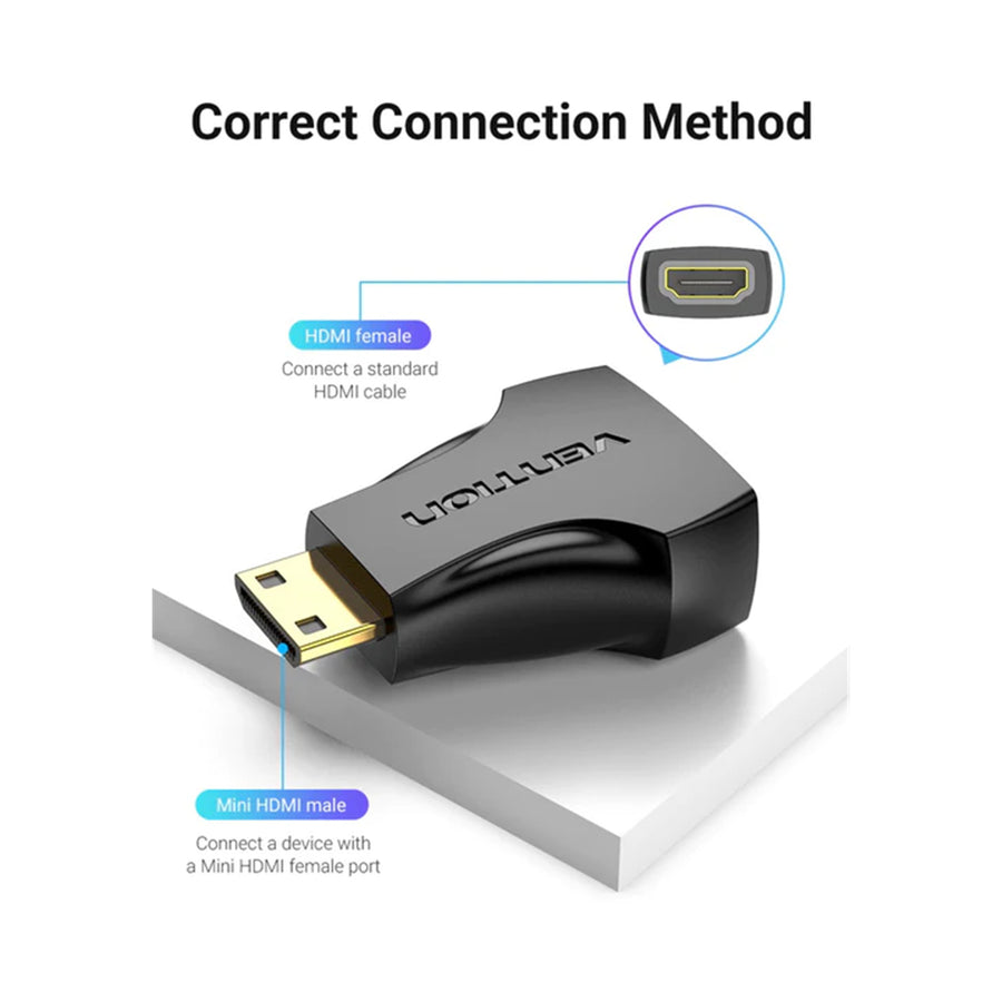 Vention Mini HDMI Male to HDMI Female Adapter Black