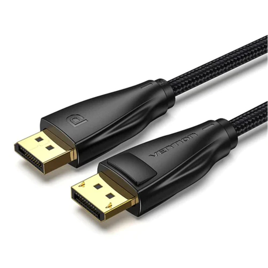 Vention Cotton Braided DP Male to Male Cable 2M Black