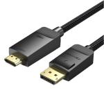 VEN-HFKBH - Vention Baumwollgeflecht 4K DP Stecker auf HDMI-A Stecker HD Kabel 2M Schwarz