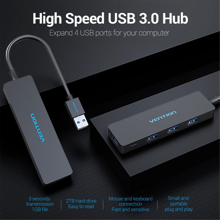 Vention 4 Ports USB3.0 HUB 0.15M Black