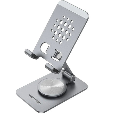 Vention Articulating Desk Phone Stand with 360° Rotatable Base Gray Aluminium Alloy Type