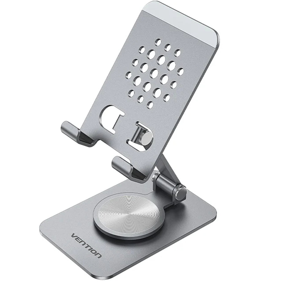 Vention Articulating Desk Phone Stand with 360° Rotatable Base Gray Aluminium Alloy Type